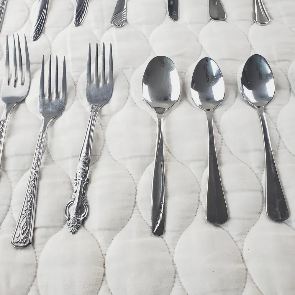 Lot of Silverware 40PCS Knife Spoon Fork Stainless Steel Kitchenware Many Brands